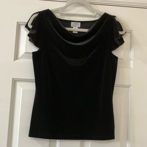 NWT Black velvet split sleeve top